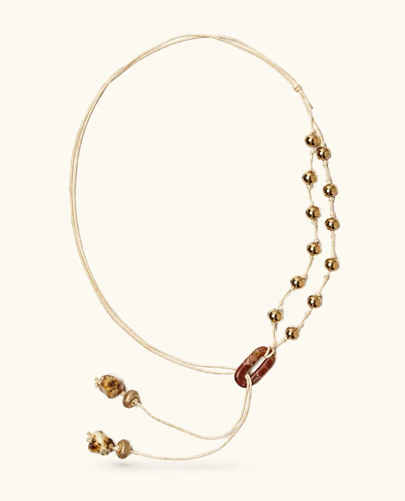 Granada — Jaspe rojo, concha carey y latón dorado, joyería artesanal Meissen Mia